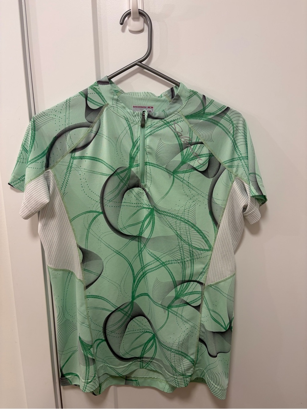 Salomon Mint Green Short Sleeve Zip Athletic Top
